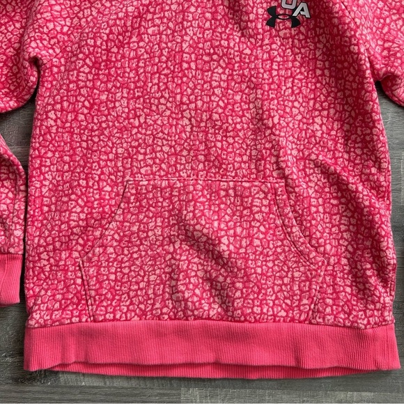 Under Armour Girls Pink Rival Fleece Print Hoodie M - Picture 3 of 6